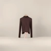 A brown high-neck long-sleeved top is slimming and form-fitting. A solid-colored base layer is worn as an inner layer for autumn and winter Application Scenario